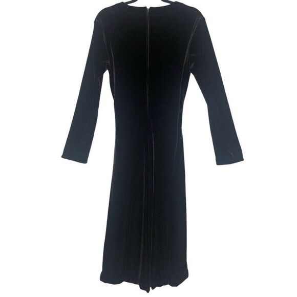 Vintage Tadashi Deep Brown Velvet Long Sleeve Midi Dress Size 8 Party/Occasion - Picture 3 of 15